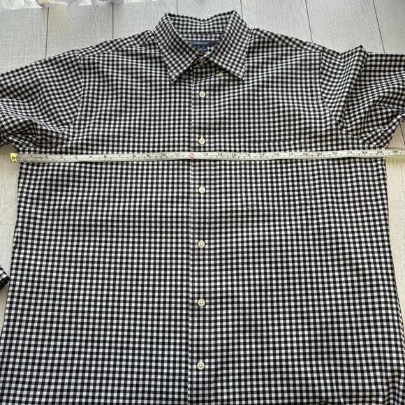 Croft & Barrow Size 17 Gingham Check Shirt Black & White Long Sleeve Button-Up - Picture 6 of 10